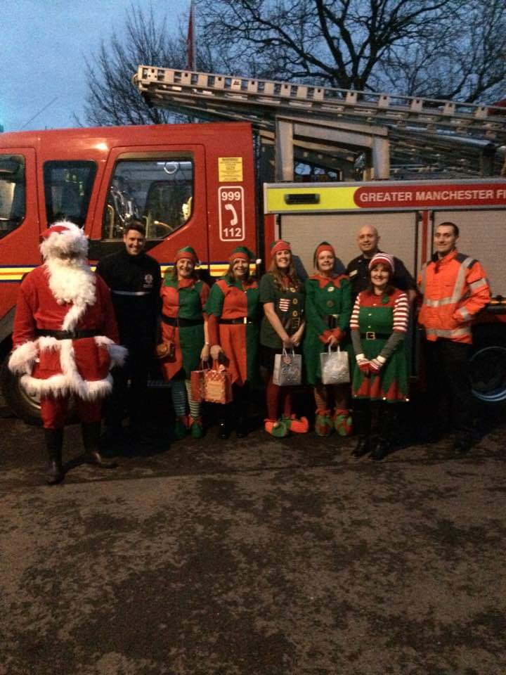 We work with many other agencies to put on our events. Here are our volunteer elves with Santa and <a href="/manchesterfire/">Greater Manchester Fire and Rescue Service</a>.

#VolunteersWeek2019