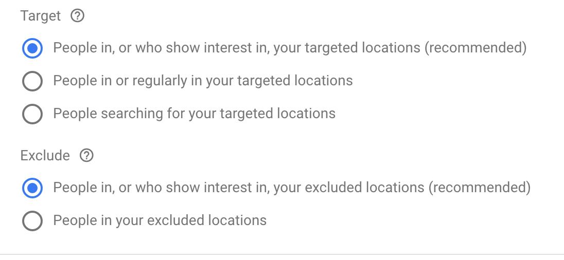 If you’re not aware of <a href="/GoogleAds/">Google Ads</a> latest targeting change, you can no longer just target “People in my targeted location”. Instead these are your options:

#ppcchat