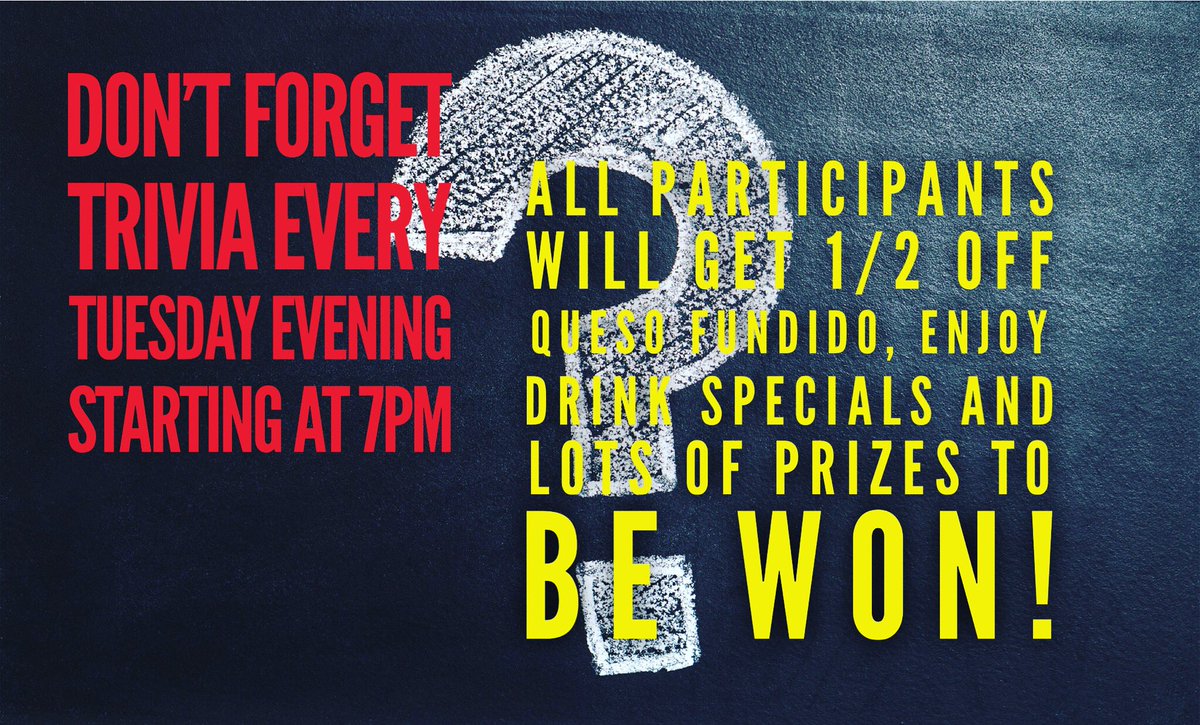 Trivia Tuesday at 7pm