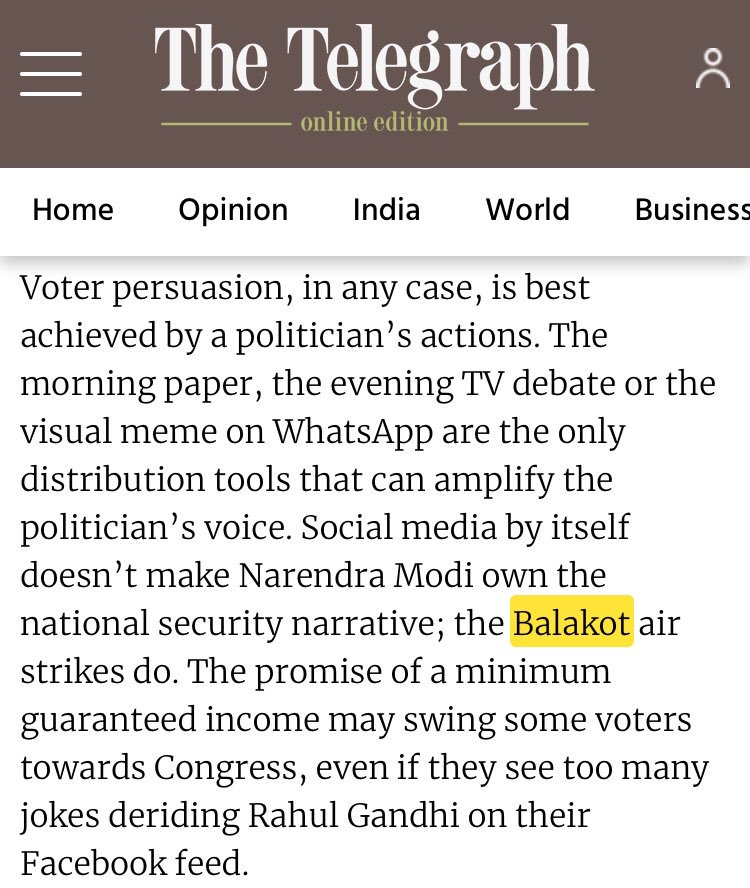 Shivam Vij in The Print - Balakot strikes won’t help ModiShivam Vij in Telegraph - Balakot strikes helped Modi own the national security narrative