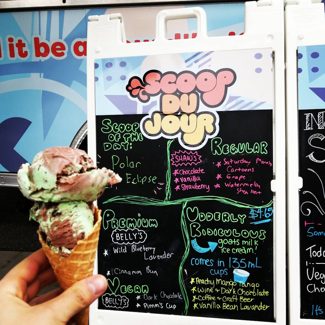 ScoopDuJourKW's tweet image. Minty chocolatety goodness! Today's scoop of the day is polar eclipse!