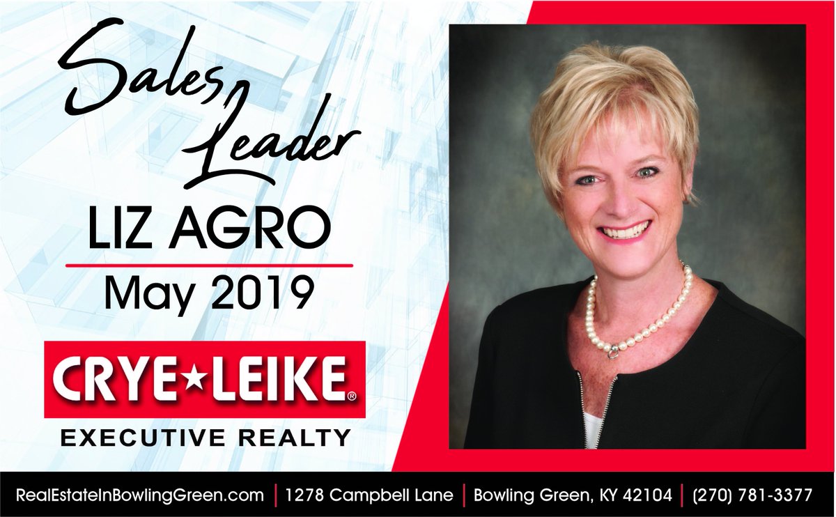 CryeLeikeExec's tweet photo. 🎉Crye-Leike Executive Realty would like to congratulate Liz Agro for being one of our Sales Leaders for May 2019!!
Click 👍 to help us congratulate Liz!!
•
•
•
•
#congratulations #cryeleikebg #bgky #realestate #salesleader #cryeleikeexec #cryeleike https://t.co/CkgwrIJL9p
