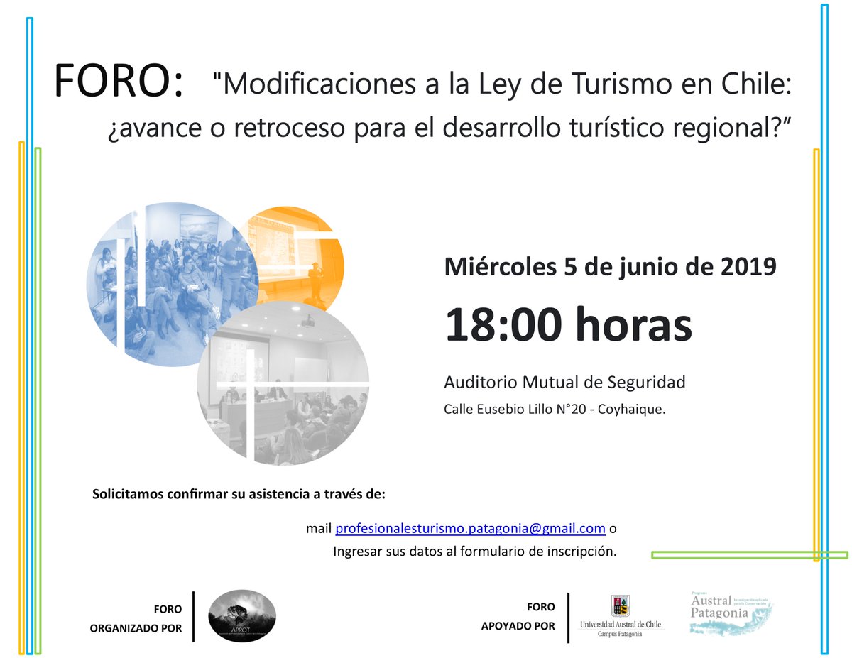 APROT2's tweet photo. Los invitamos a esta importante actividad ,5 de junio, 18h00, Auditorio Mutual de Seguridad, Lillo #20 - Coyhaique. @UAChPatagonia @UdeAysen @CIEP_prensa @umagallanes @INACAPINOS 
Inscripciones mail o link: https://t.co/kVuZ7JrDTC https://t.co/96BM4OU18I