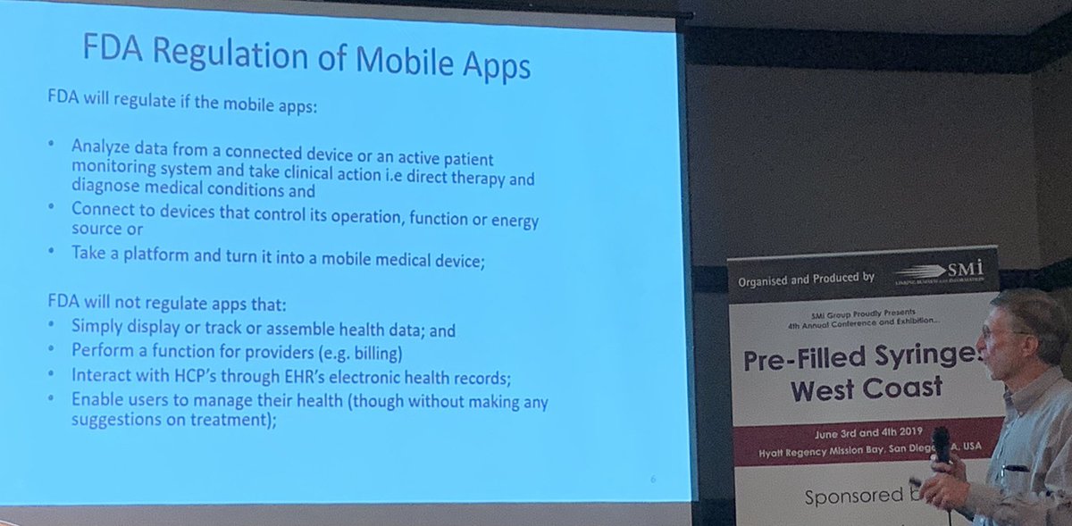 Great slide from Ed Israelski at #SMiPFSUSA about when FDA  regulates mobile apps for #digitalhealth #MedDevice