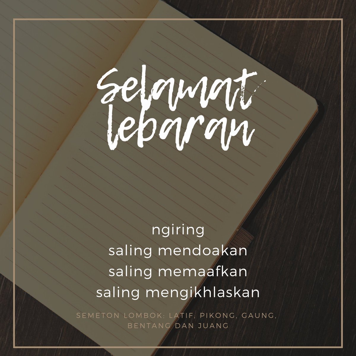 Semeton Twitter yg baik hati Dan pandai menabung.. Selamat Lebaran bagi yg merayakan.. mohon kami dimaafkan.