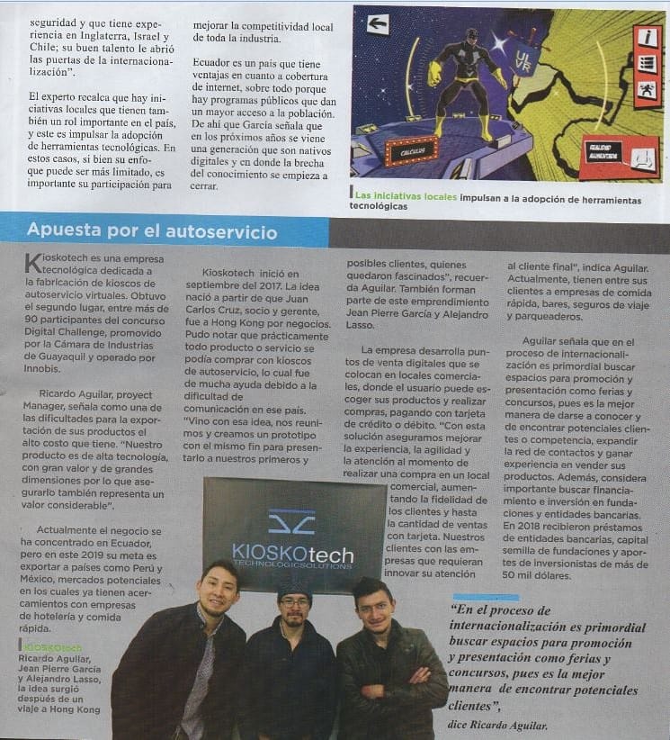 innobis_ec's tweet photo. Agradecemos a @ELUNIVERSO y su Revista Informe MegaExportadoras por la nota a nuestro CEO Saúl García. 👨💼✍
Conoce el caso de éxito de nuestras startups
.
.
Desliza y sigue la nota 📝
#Innobis #Ecuador #Startups #Tecnología #Investment https://t.co/j4xwaRZp7q