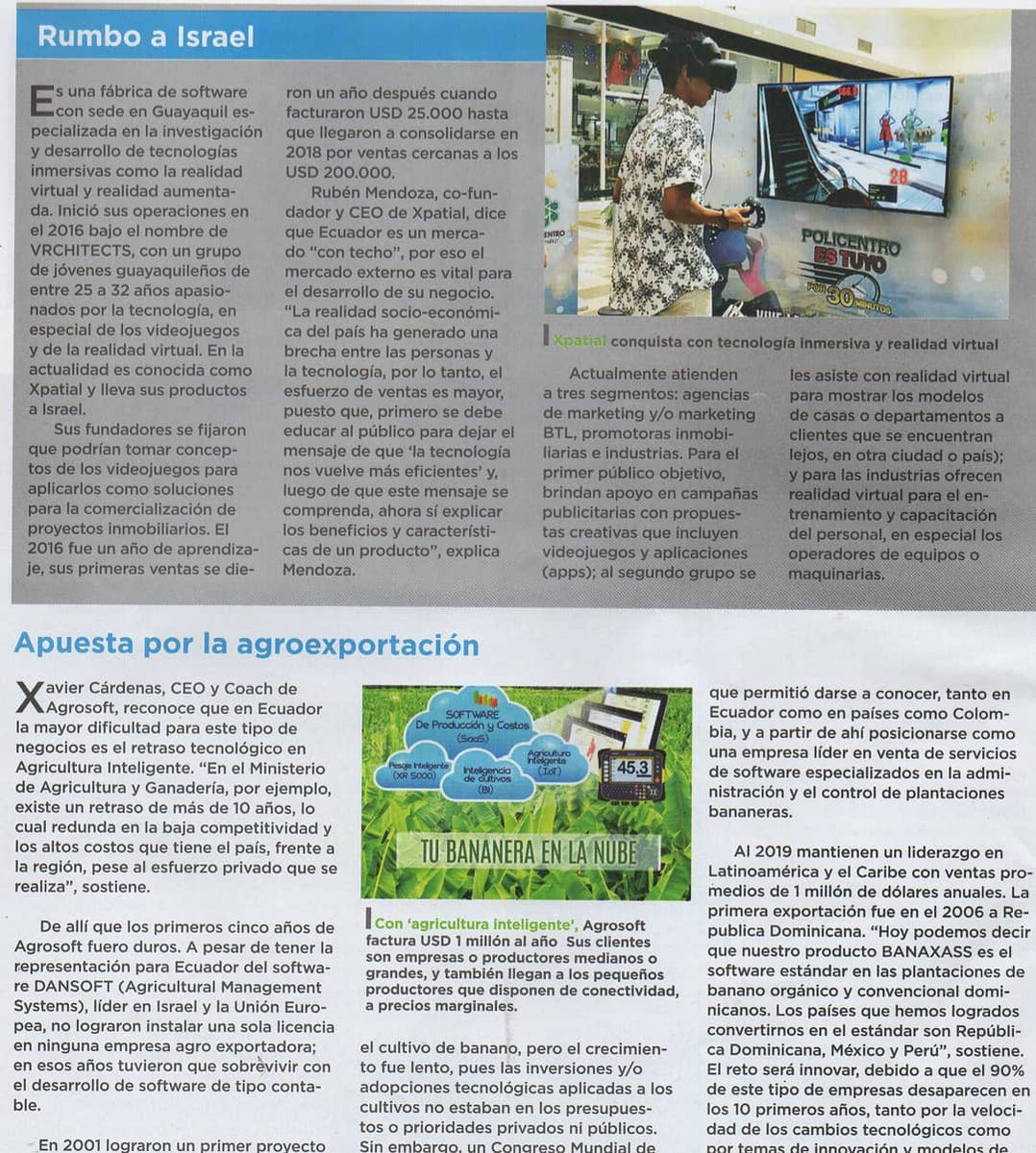 innobis_ec's tweet photo. Agradecemos a @ELUNIVERSO y su Revista Informe MegaExportadoras por la nota a nuestro CEO Saúl García. 👨💼✍
Conoce el caso de éxito de nuestras startups
.
.
Desliza y sigue la nota 📝
#Innobis #Ecuador #Startups #Tecnología #Investment https://t.co/j4xwaRZp7q