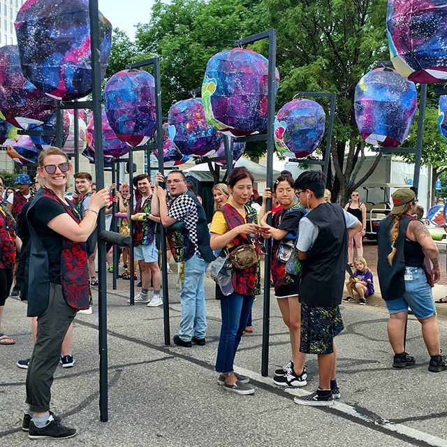 Wichita State students carried pieces of "Iota," a <a href="/jumpstarlove/">Jump!Star</a> sculpture, in the @wichitariverfest Sundown Parade. See "Iota" though the windows of the old Central Library through June 8, and at the Riverfest main stage at 9:15 p.m. tonight, June 4. #W… bit.ly/2QKeSTj