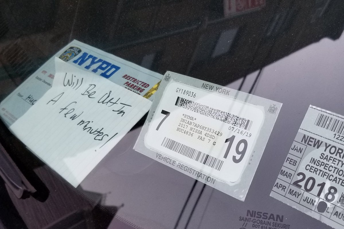 As always, nobuddy in the  @NYPDnews happened to find this  #placardperp when their criminal misconduct was reported to  @nyc311.