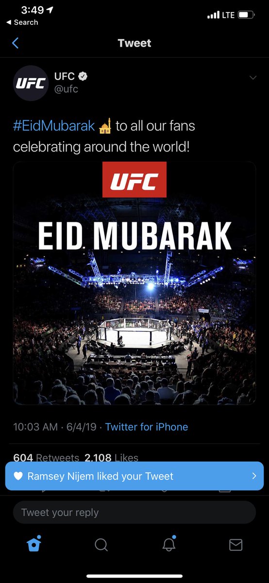 I’m a little bit shocked. This has never happened before for the <a href="/UFC/">UFC</a> to wish Muslims around the world happy Eid. And if you think the ufc is a racist organization, you are the racist. I love to see stuff like this. We are all one.