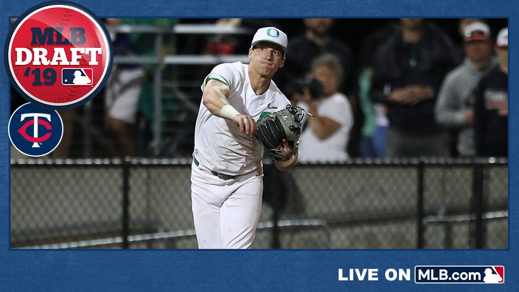 MLBDraft's tweet photo. With the 90th pick of the 2019 #MLBDraft, the @MNTwins select @OregonBaseball SS Spencer Steer: https://t.co/OHooNdL3XW https://t.co/l6qgn6z70o