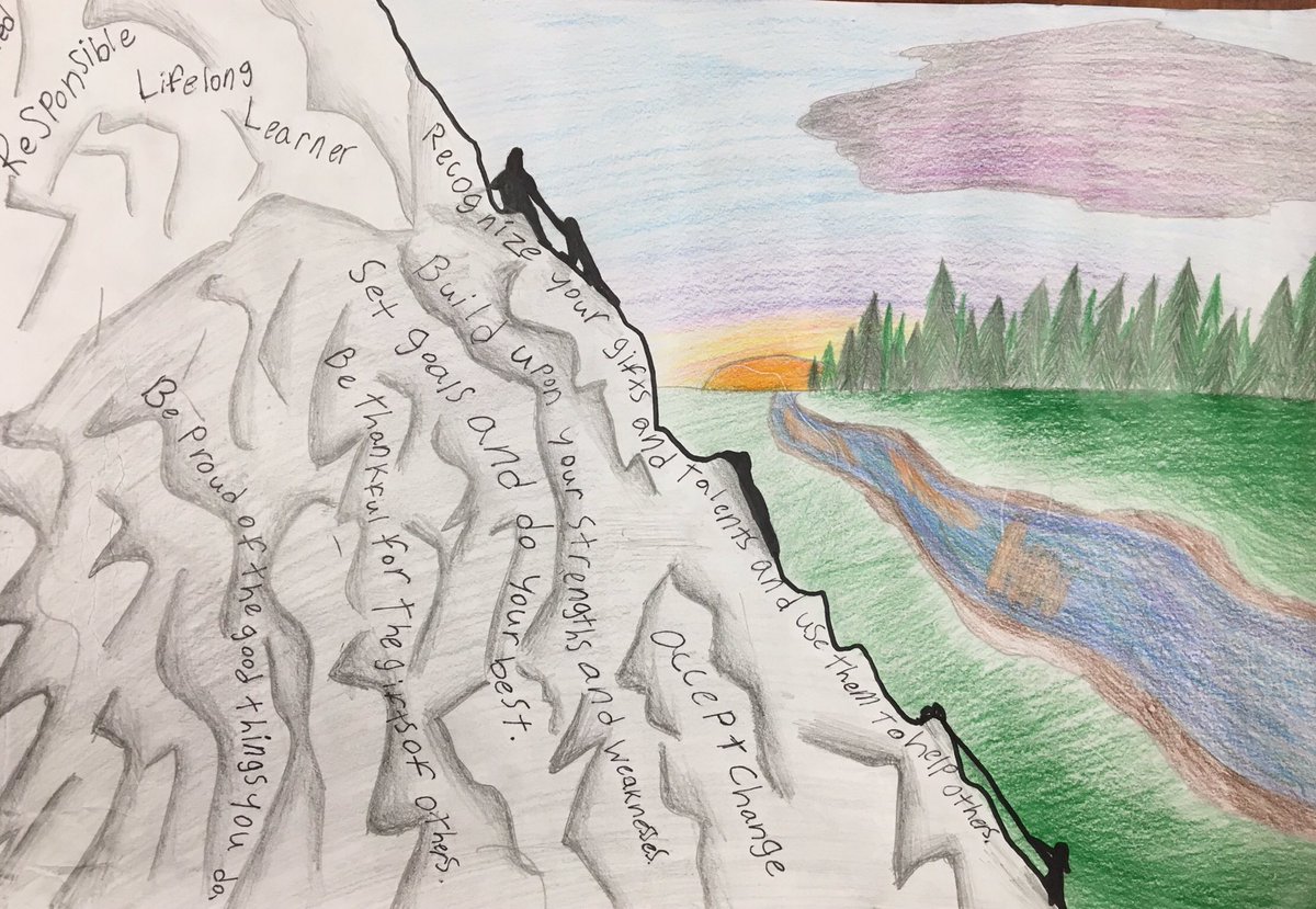 Mrs_TurnerBio's tweet photo. Had to share some of the beautiful representations of the Ontario Catholic School Graduate Expectations done by my Grade 8 students ! #LifelongLearners #EffectiveCommunicators @MonsignorONeil @LDCSB https://t.co/7WmlGpECaL