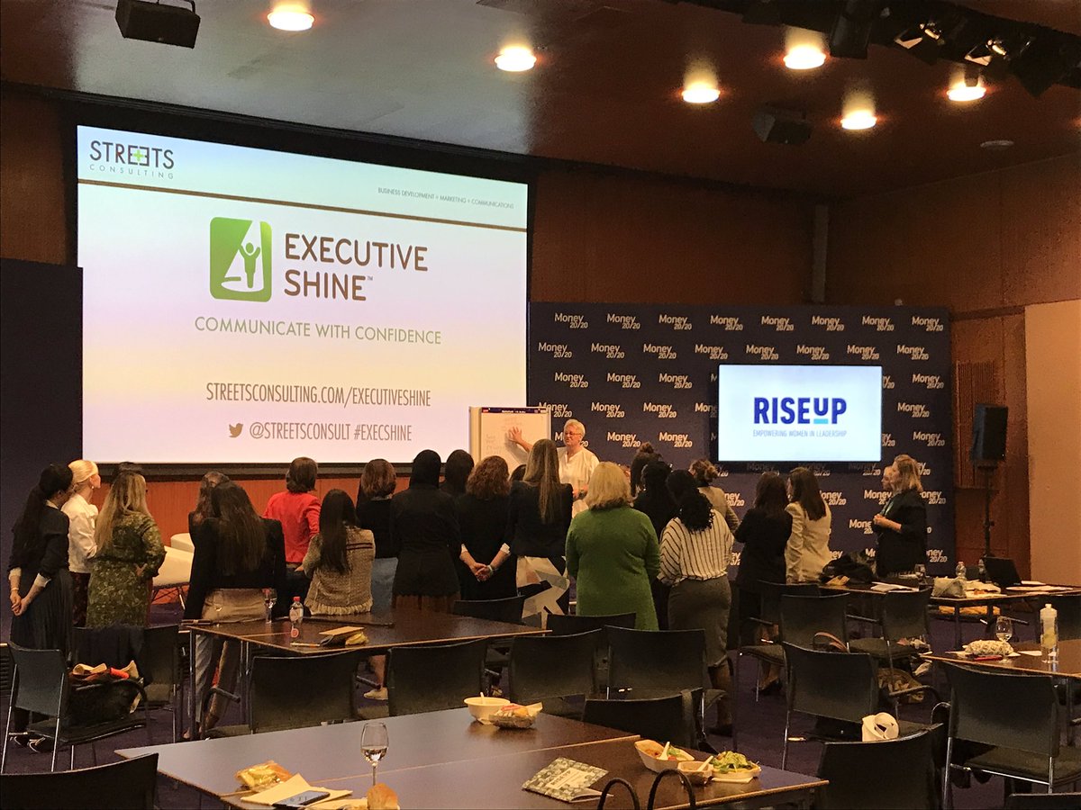 streets_julia's tweet photo. Wonderful to run a specially curated hour of @StreetsConsult #executiveshine for the #riseup cohort @Money2020 by coach @laraaking - was brilliant as always! https://t.co/G78Ffo96Wb