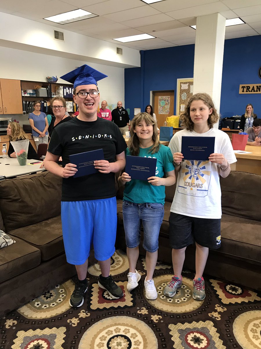 DWest Post Grads receive their diplomas. Congrats to Aiden, Karlee and Tamsin. #whippetpride