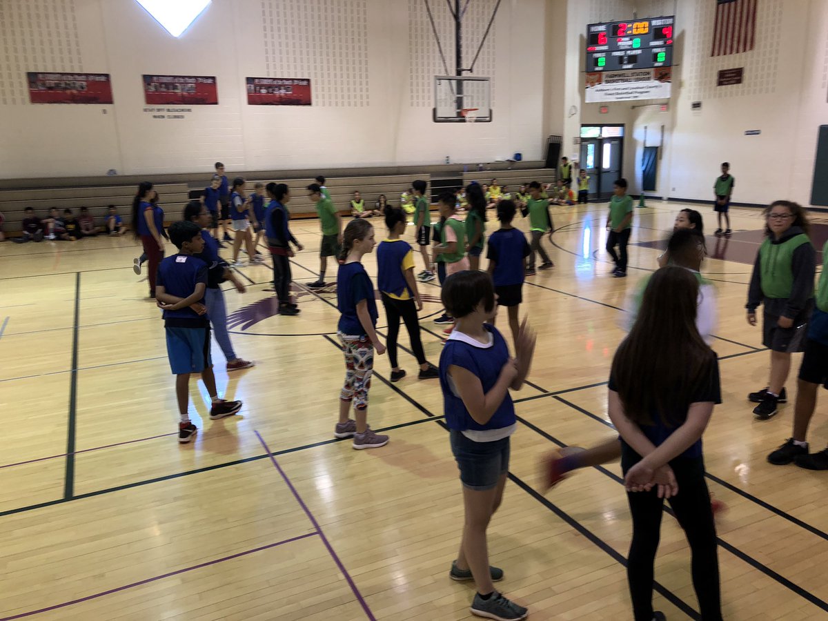 FarmwellPE's tweet photo. @LCPSFarmwell Space Day was a huge success! 6th grade PE students played Hyper “Space” Students had to stop the aliens from invading their space ship! So much fun!#FSMSSpaceDay @ARISS_status https://t.co/O14mltM0I3