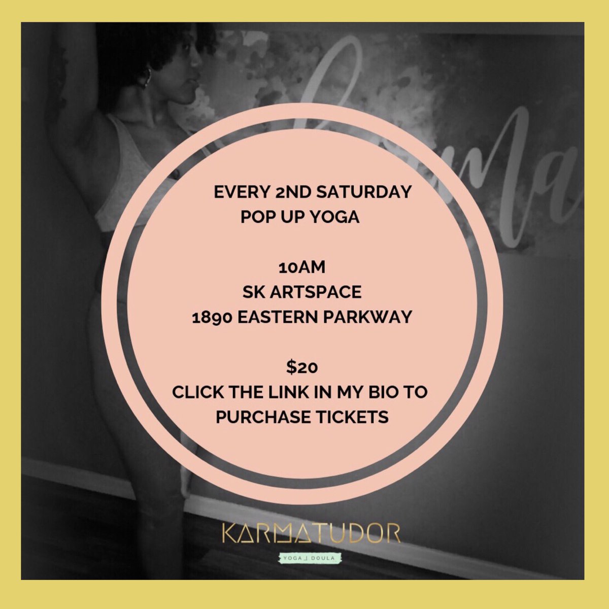 sk_Artspace's tweet photo. YOGA THIS SATURDAY!!!! With Karma Tudor!! Tixs on our site!! Come ready to sweat and slay!! #artspace #yoga #summertimefine #summerready https://t.co/uLLEupqjzF