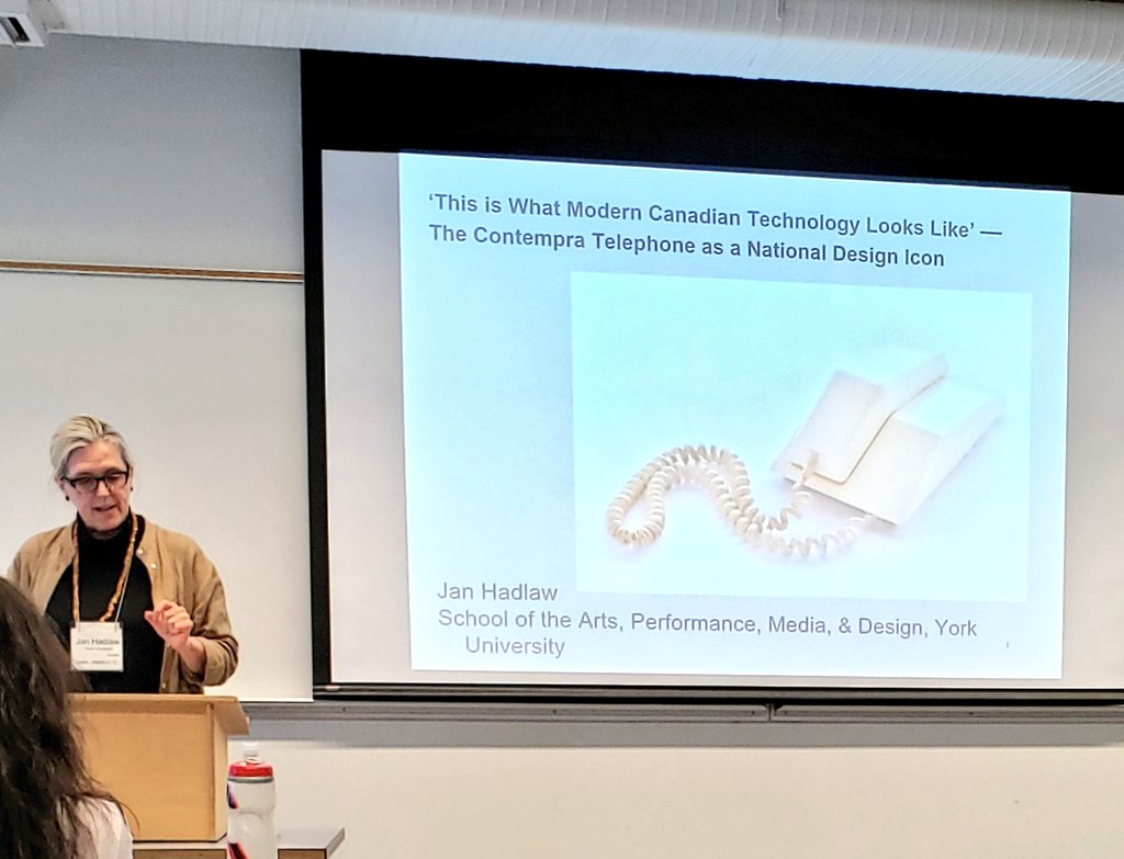 CommTechCurator's tweet photo. @janhadlaw talking design nationalism and the promotion of the #Contempra telephone as a distinctly "Canadian" design. #chashc2019 #Congressh https://t.co/nQtZLFBHuT