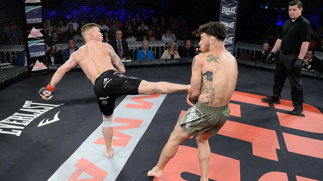 CESMMA's tweet photo. ๐ธ Champ @BruceBoyington & Dan Dubuque put on a fight for the ages in the main event of #CES56 in #Hartford, LIVE on @UFCFightPass!
After 5 back-and-forth rounds, Boyington retains his title & returns home to #Maine as #CESMMA's World Featherweight Champion! https://t.co/a9JjzM9nJk