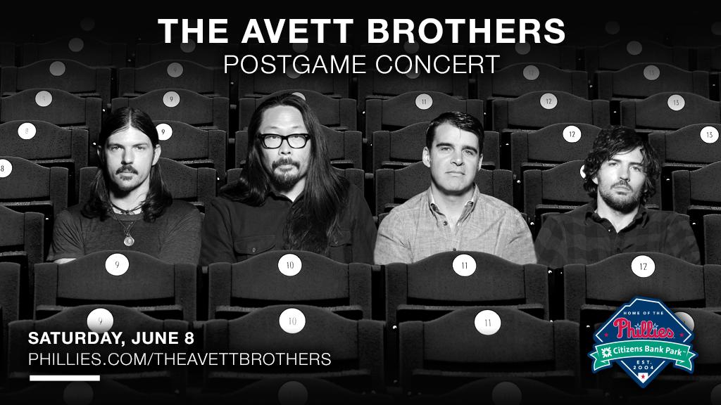 Phillies's tweet photo. The Avett Brothers Postgame Concert is this Saturday: https://t.co/NDnipZV8EV 

RETWEET for a chance to win:
4⃣ Tickets
4⃣ Concert Field Passes
4⃣ Meet &amp; Greet Passes

Must be following to be eligible. RULES: https://t.co/30J6AIlZrw https://t.co/H5MHyAG86b