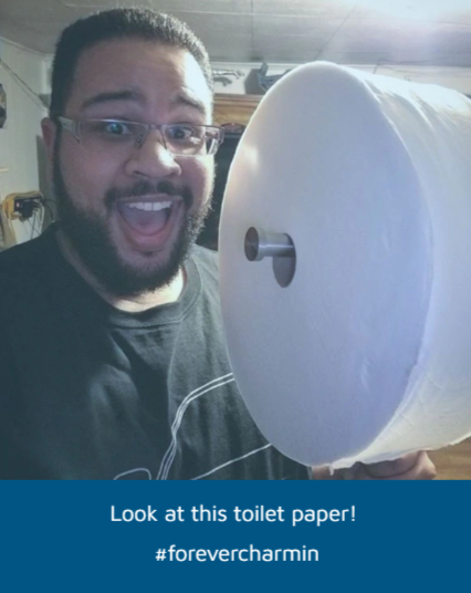 FacilityONE_NC's tweet photo. We're not sure how this new roll of TP is going to fit into your facility's bathroom but DANG!!! Kinda reminded us of another famous cylindrical object? Well played @Charmin... #facilitymanager #forevercharmin https://t.co/sxibTAKD3r