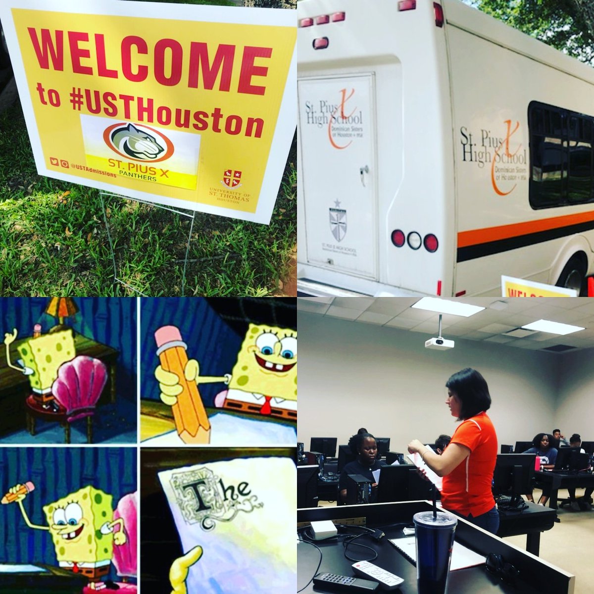 USTadmissions's tweet photo. Today we are happy to welcome @StPiusX students on campus to learn more about #EssayWriting ! #USTHouston #CeltNation #FutureCelts #LiberalArts #STEM #College #University #Students #USTBold #BeYourBoldSelf #Summer2019 #SummerWorkshop #EssayWorkshop https://t.co/dxBrGkBbUe