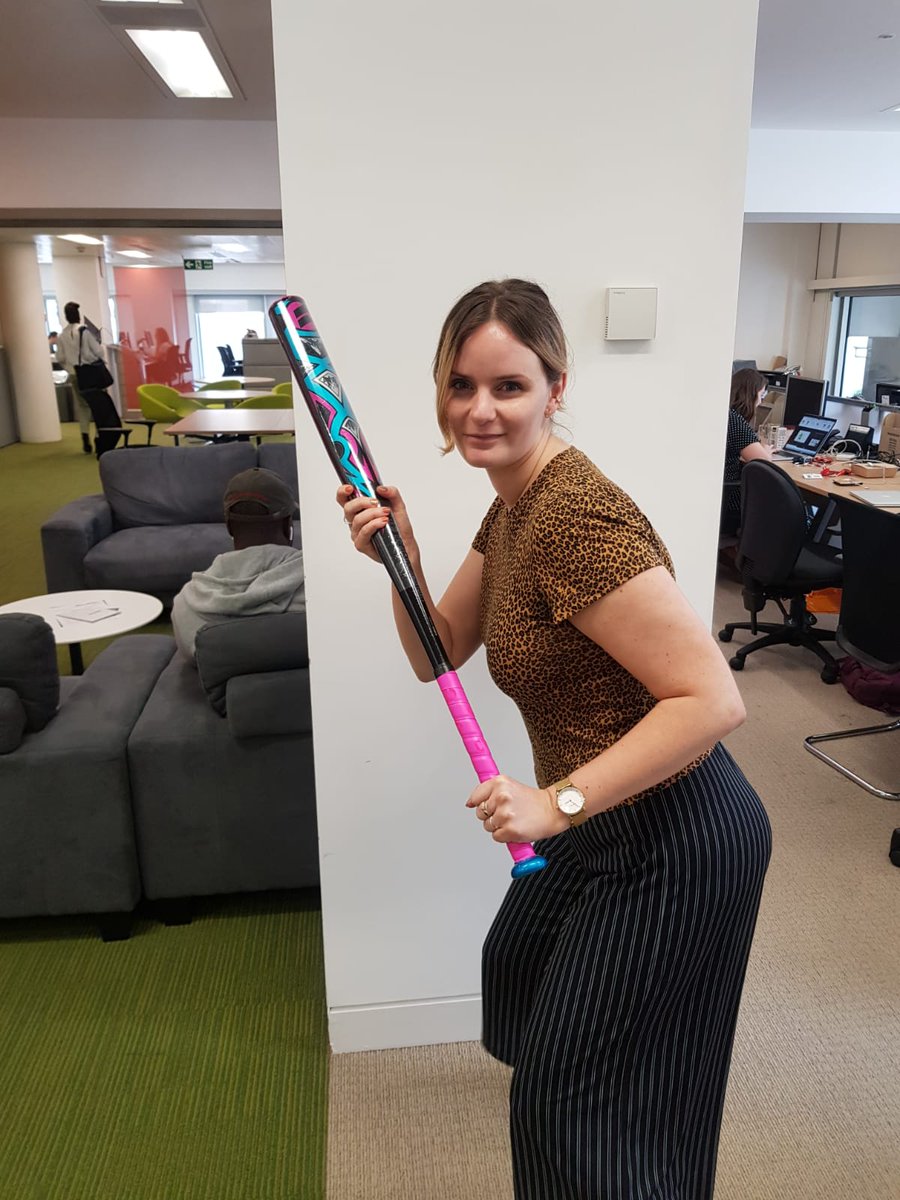Thanks to <a href="/ThinkCS/">THINK</a> we have a heap of new stuff, including this gorgeous new bat, being modelled by our lovely Laura. Can’t wait to hit some dinggers against our next opponents in the <a href="/CharitySoftball/">London Charity Softball League</a> league!