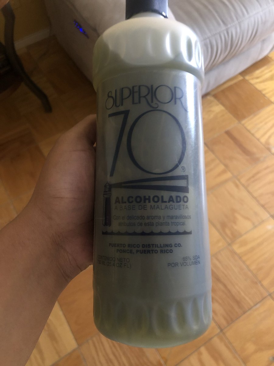 Alcoholado. My grandpa puts the stems of the ruda plant (idk what it is in English) into the bottle. Let it steep. Doesn’t matter how long. This bottle is 12 yrs old. No joke. We forget about it Use it when you have pain or a fever topically. Do not drink it! Smells STRONG