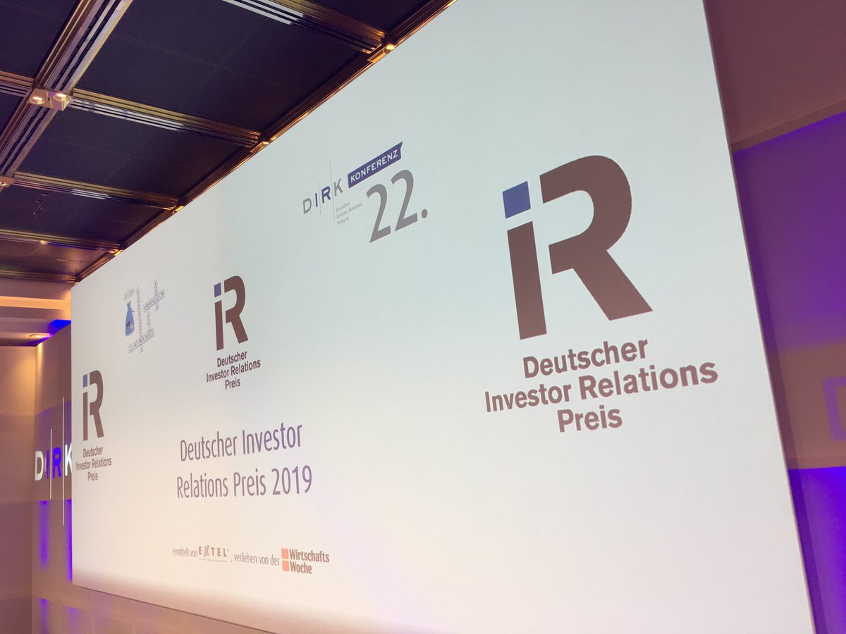 IR_community's tweet photo. #DIRK2019: Das war die Verleihung des Deutschen #InvestorRelations Preises 2019. Wir gratulieren allen Gewinnern zu ihrer hervorragenden Leistung. Weiter so! https://t.co/BVIvyCRLvI
@siemens_press @Siemens @innogy @talanx @ExtelSurvey @iimag @wiwo
#IRchat #IR @KatjaKristine1 https://t.co/xvZA1bHXSf