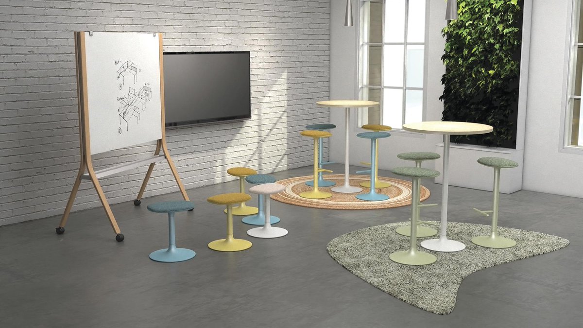 InteriorDesign's tweet photo. The Sprout collection of stools and tables by @teknion is inspired by nature-budding flowers, foliage, and branches. Each can be displayed solo like a small flower in a bud vase or be part of a larger arrangement of similar or varying colors and textures. #NeoConSelect https://t.co/A5weLSuwgN
