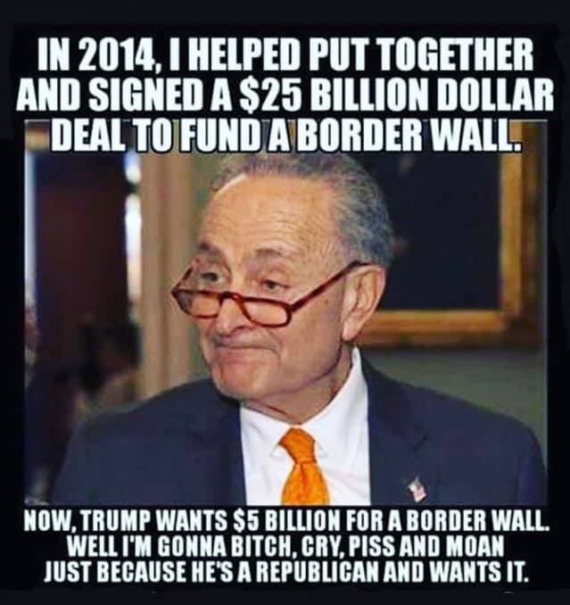 ErikHansLarson's tweet photo. @SenSchumer @DessiesMama @realDonaldTrump Good one #SlimySchumer!  Let us know when your favorite #Appropriator @SpeakerPelosi will appropriate the $50Billion YOU signed into law in the #FencingAct! https://t.co/0vbd2H6iFp