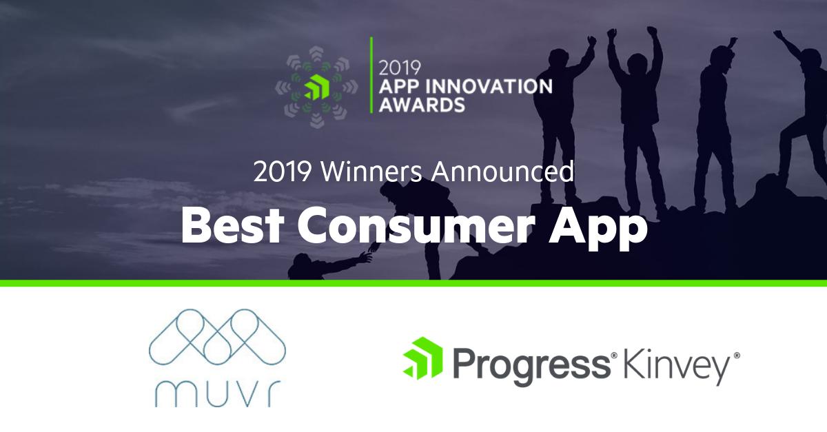Kinvey's tweet photo. The 2019 App Innovation Awards proudly honors @muvrHQ for Best Consumer App. Using @ProgressSW #Kinvey, the cutting edge app for #orthopedic surgery patients helps #healthcare providers identify at-risk patients and improve care. https://t.co/2wzYpXoWGF #highproductivity #lowcode https://t.co/DIo2Hc0KJP
