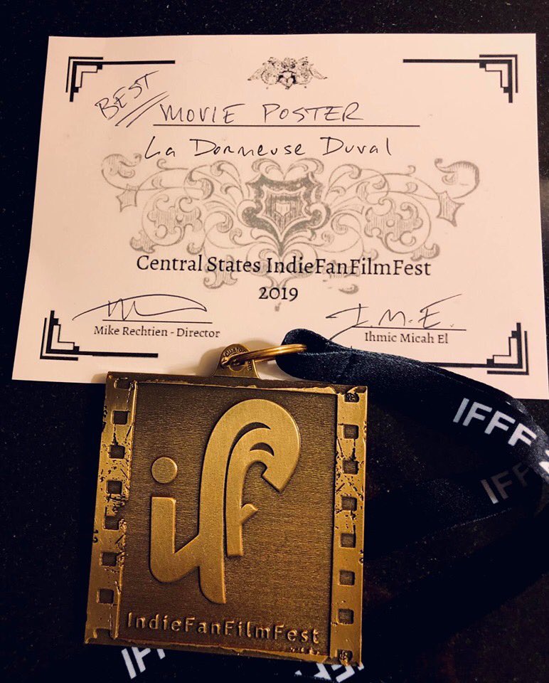 LaDorMeuseDuva1's tweet photo. Félicitations #AymericGalisson!  La dorMeuse Duval reçoit le prix de la meilleure affiche du film à Central States Indie Fanfilmfest 2019. #CSIFFF #FilmFestival #supportindiefilm https://t.co/pgNejhaAYz