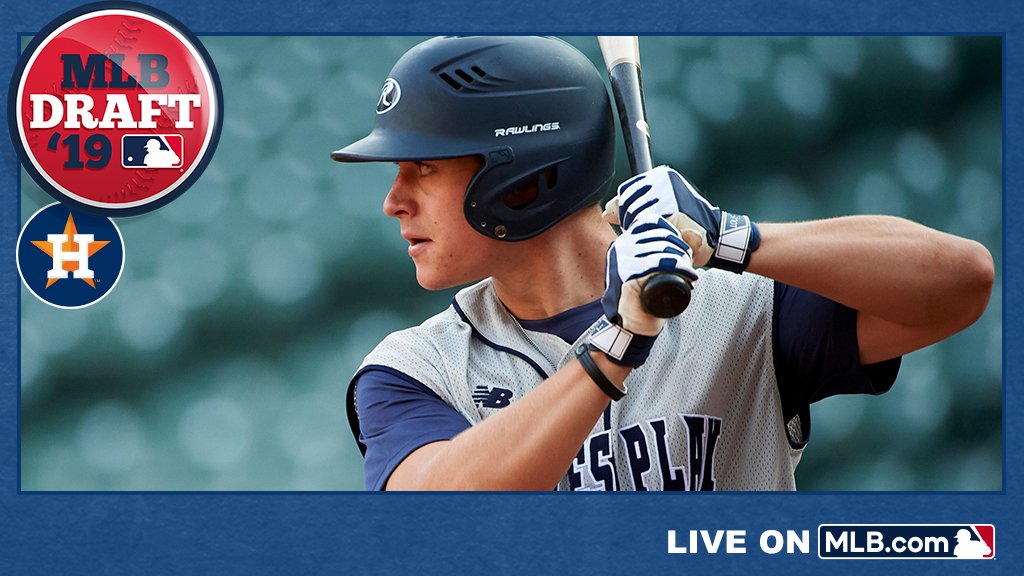 MLBDraft's tweet photo. With the 136th pick of the 2019 #MLBDraft, the @Astros select Pleasant Valley HS (CA) OF Colin Barber, No. 172 on @MLBPipeline's Top 200 Prospects list: https://t.co/OHooNdL3XW https://t.co/zuCqixN08T