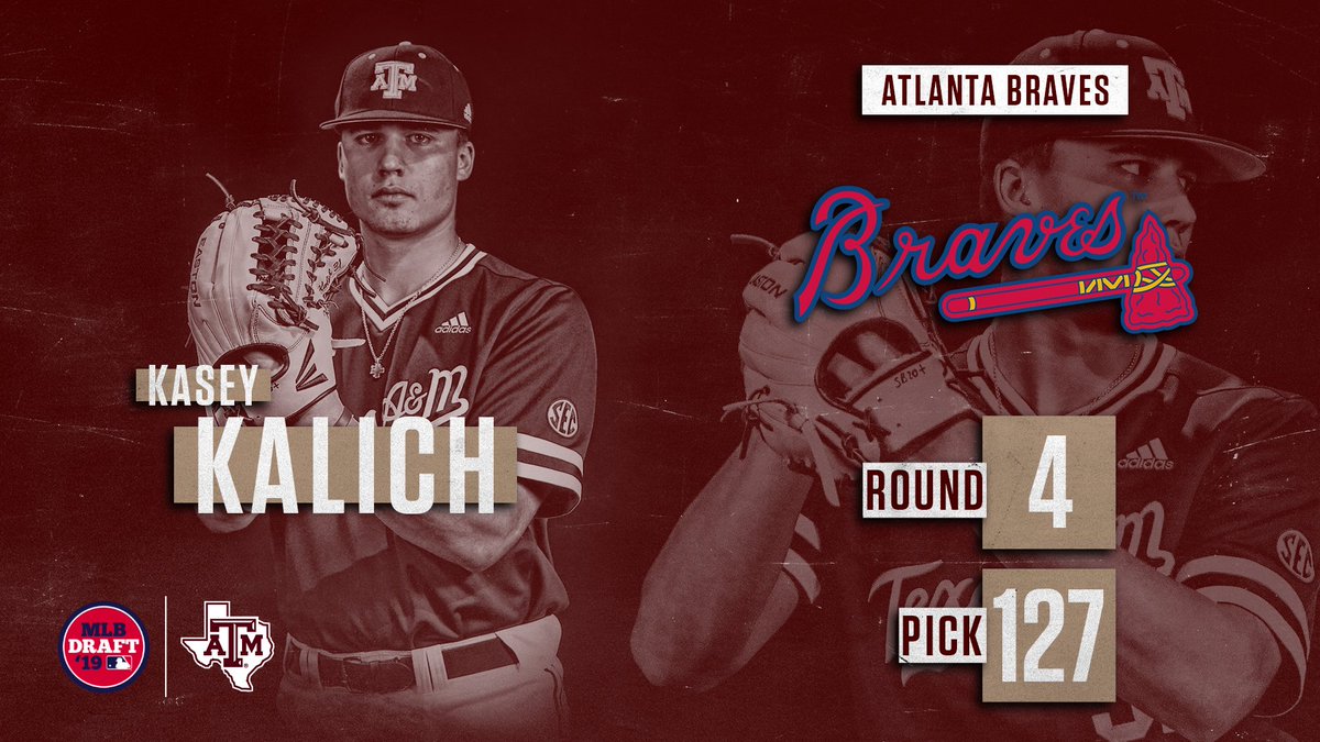AggieBaseball's tweet photo. The Victoria, TX legend 💪

Congrats to @kaseykalich31 on being picked by the @Braves in the 4th round! 

#FamilyF1rst #GigEm https://t.co/LQ5dOhL6Td