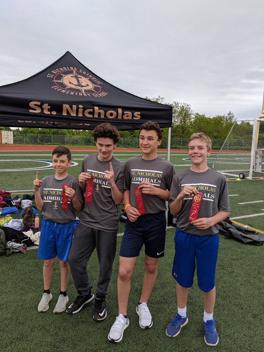 StNicholasLC's tweet photo. The 🌧️ never showed up and @StNicholasHCDSB had a non-stop winning day @HCAA2017 Track &amp; Field Meet @LoyolaHawksOak ! So proud of our athletes 🏆 https://t.co/MIKijrBgeR