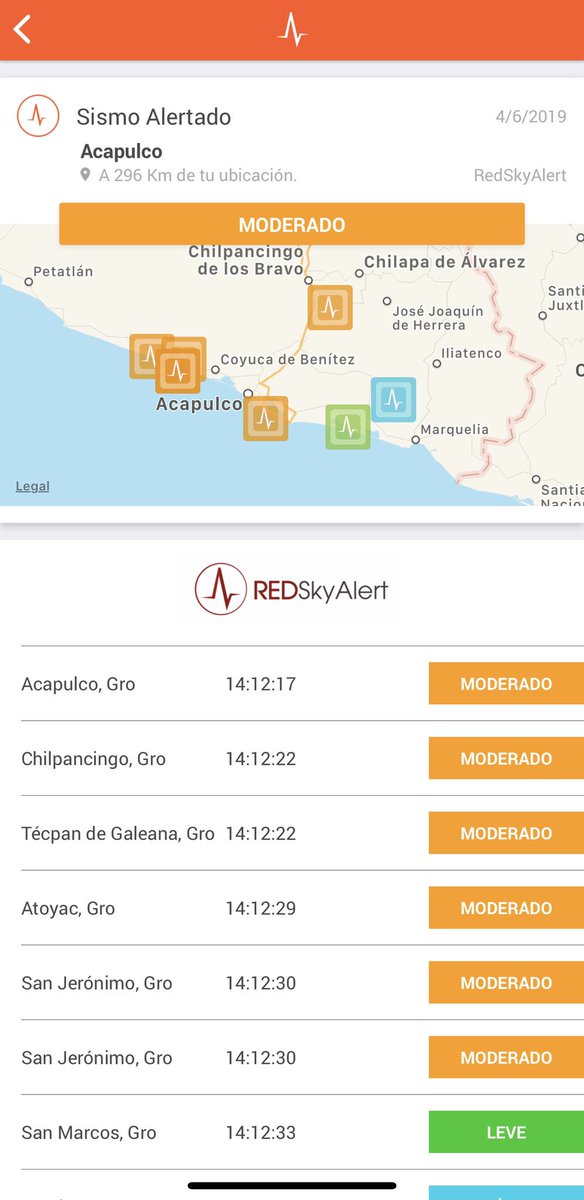SkyAlertMx's tweet photo. #Ahora - Se registró sismo con origen cercano a Acapulco Guerrero. Intensidad Moderado en toda la zona costera, y percibido sólo en edificios altos o zonas muy blandas en CDMX. https://t.co/G5pNcS09Iu