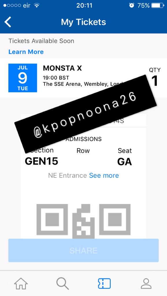 Bex_Reacts's tweet photo. SELLING! #MonstaXTicket #MonstaXinLondon I am selling ONE GA standing ticket for Monsta X in London,July 9th for face Value! £80 RT to help me sell this! Once the ticket is available I will transfer it to whoever buys it 👌🏻😁 https://t.co/v0IRcUOpsy