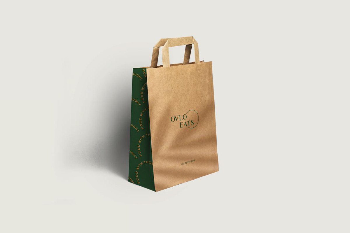BrandCollectiv's tweet photo. Clean design for clean eating. Check out our carry out bag design for Ovlo Eats 🌿 https://t.co/E66XuEBDTH