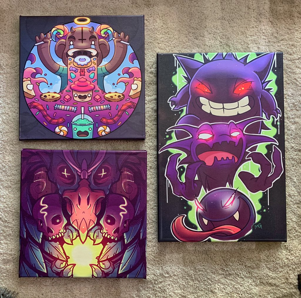 I made a few too many canvases. I did it on purpose though, because I’d like to give them away to a loving home. 

Follow and RT if you’d like to win these! I’ll be picking a winner after E3. 🖤🤙🎮

Bonus: if you respond and tag a friend you get 2 entries.
