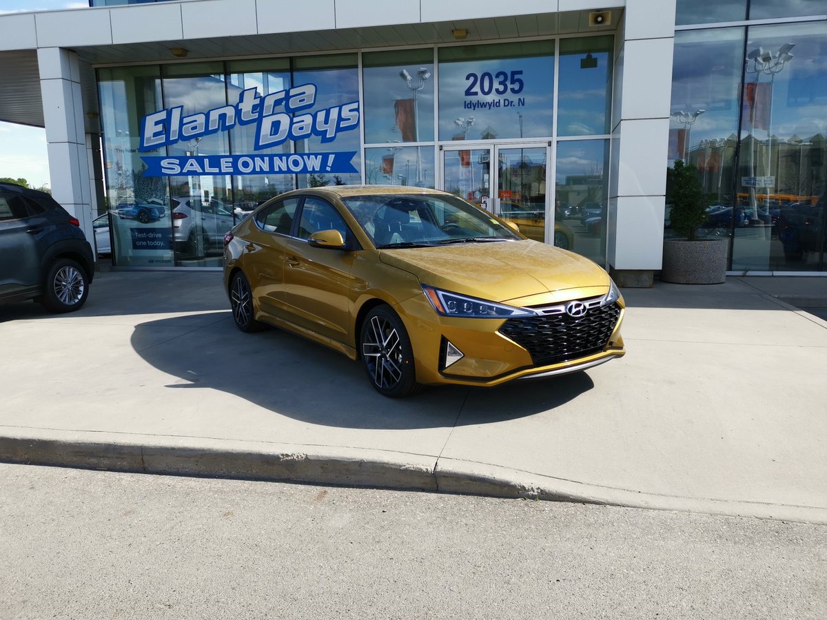 SaskHyundai's tweet photo. Come and enjoy our Elantra Days Sale! Continued by popular demand.

Take a spin in our brand new 2019 Elantra Sport in Golden Flash.

Don't miss out on your chance to own a very special car! https://t.co/xPwue86DHO