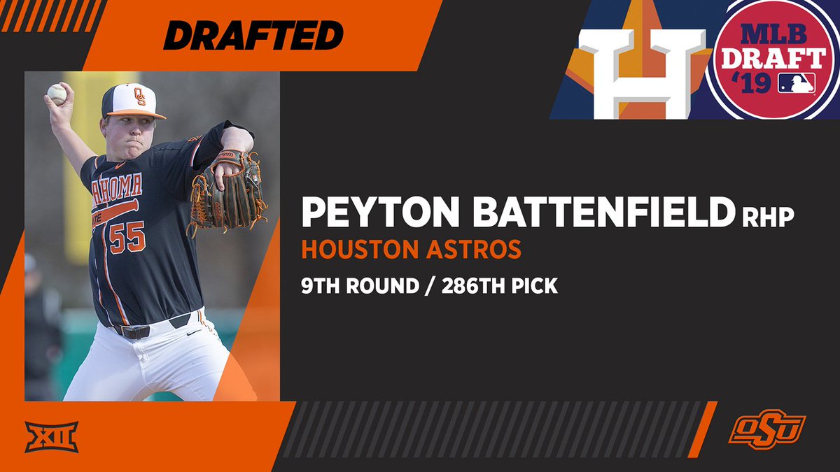 OSUBaseball's tweet photo. Another #okstate Cowboy gets the @MLBDraft call - congrats @PBattenfield! #GoPokes https://t.co/GtyuGFh3GA