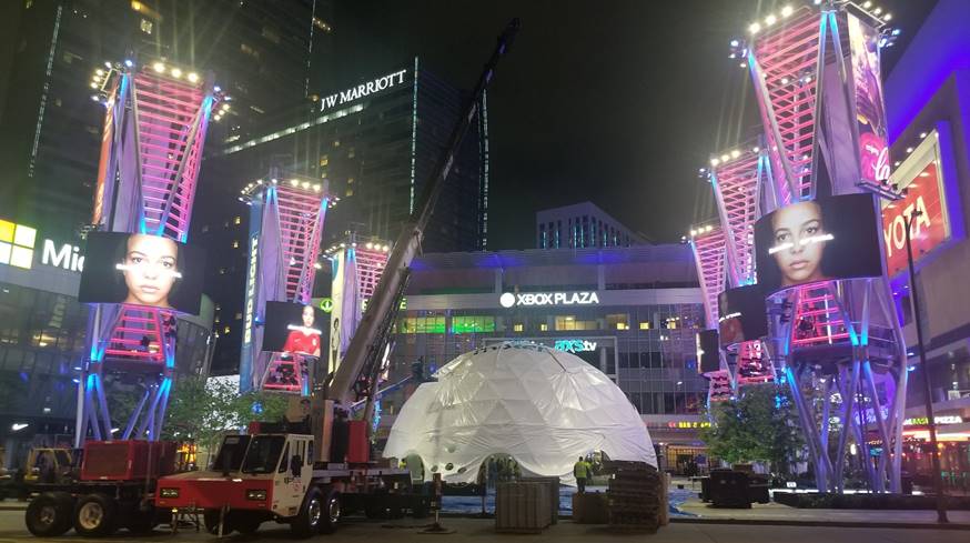 Last Night in LA: The <a href="https://twitter.com/Watch_Mixer" rel="nofollow" target="_blank" title="Watch_Mixer">@Watch_Mixer</a> dome under construction in the Xbox Plaza @ <a href="https://twitter.com/search?q=E32019" rel="nofollow" title="#E32019" target="_blank">#E32019</a> https://t.co/5RFYfmVUou.