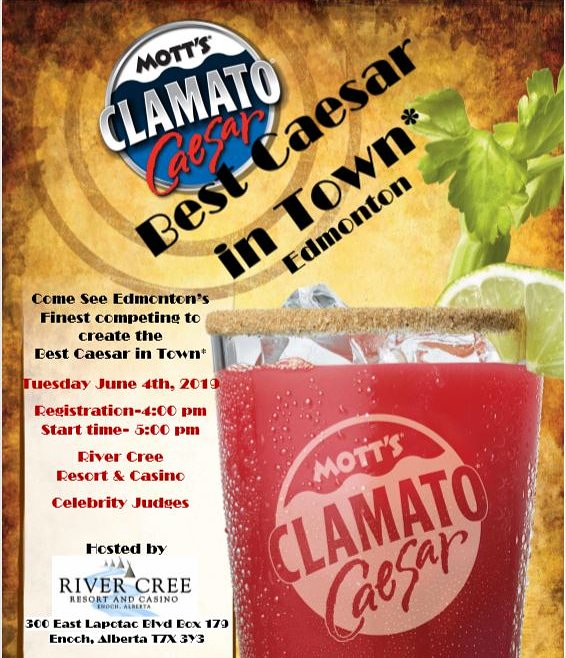 This is happening today at 5pm <a href="/RiverCreeCasino/">River Cree Resort</a>. Come on down and see all the great <a href="/MottsClamato/">Mott'sClamato</a> Caesars that will be created and judged to decide the best #Caesar in Edmonton 😋 #yeg #yegfood