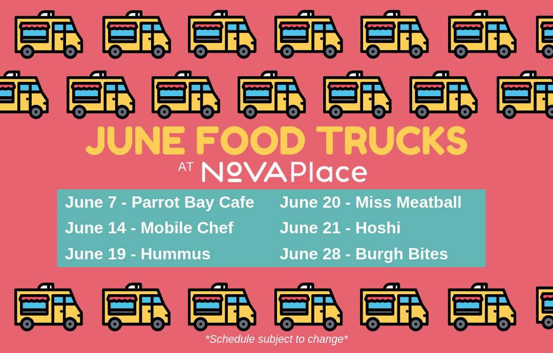 NovaPlace's tweet photo. June Food Trucks are here! Check-out the schedules for Nova Place + near our Isabella Street property just two blocks away!
#foodtrucks #novaplace #thisistheplace #pittsburgh #northside #northshore https://t.co/B4n3VicYzT