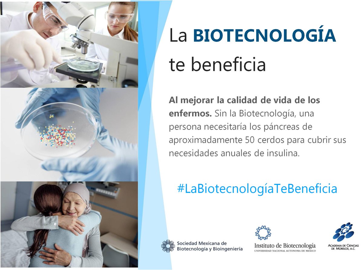 #LaBiotecnologíaTeBeneficia con la producción de medicamentos, como la insulina, que permiten mejorar la calidad de vida de los enfermos.