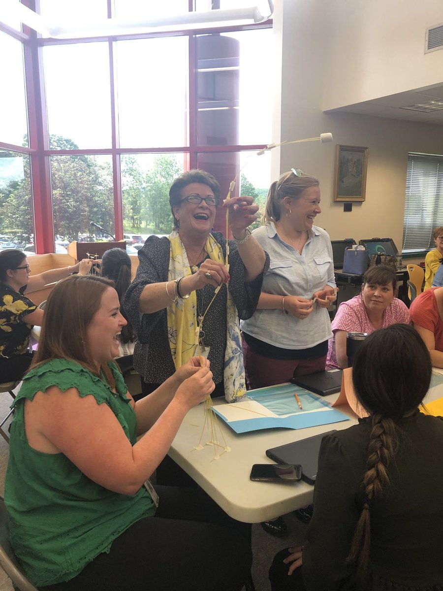 MrsAndriello's tweet photo. CVS teachers showcasing their SCP and PLTW skills as they explore the question “ do well do we collaborate?” during the Marshmallow Challenge. @bcsdsupt @brewsterschools https://t.co/RRTmkUeZzv