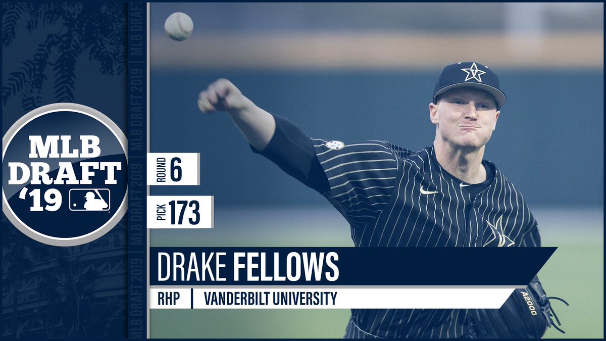 The #Padres next selection in the 2019 #MLBDraft is RHP Drake Fellows from <a href="/VandyBoys/">Vanderbilt Baseball</a> in the sixth round.