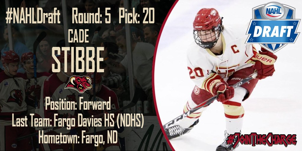 With our first 5th round pick in the #NAHLDraft we've selected forward Cade Stibbe from Fargo Davies HS! Stibbe posted 25g and 31a in 27 games last season!

#JoinTheCharge 

Full Stats: eliteprospects.com/player/508211/…
