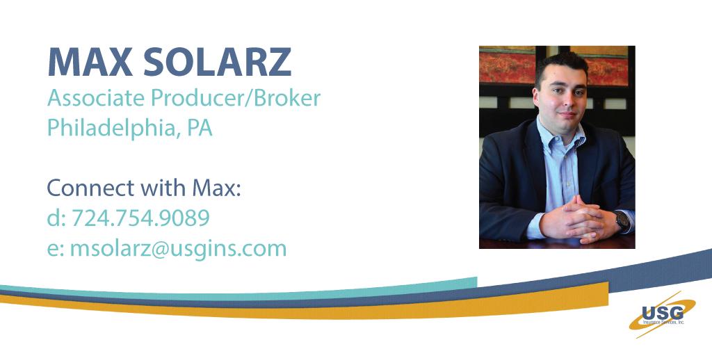 USGInsurance's tweet photo. We are welcoming Max Solarz to the team as Associate Producer/Broker in our Philadelphia, PA office. Welcome to the team, Max!
#USGINS #JoinTeamUSG https://t.co/XZHsXlCEkY