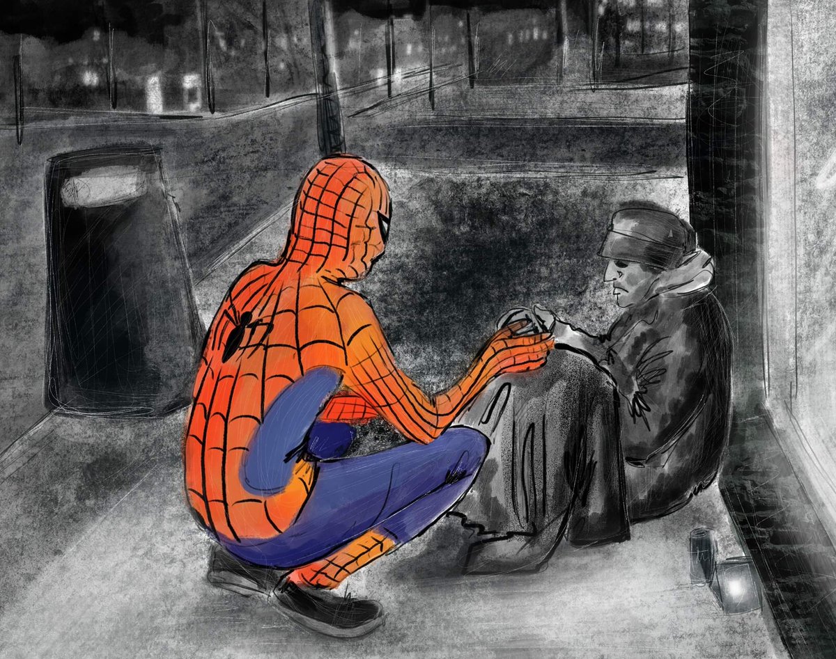 bagdianita's tweet photo. Anyone can be a #superhero. This guy in #Birmingham went to #feedthehomeless.I know it's not a children's illustration but may be children's #inspiration.
#kidlit #Superheroes #spiderMan #illustration #homelesspatriots #lovingkindness https://t.co/PZgxiDZbc3